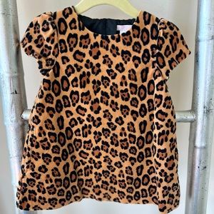 Janie & Jack Cheetah Dress Velour with Zippered Back - Size 6-12 Months
